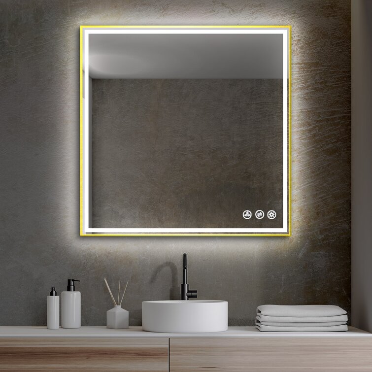 Ickes Rectangle Mental Frame Lighted LED Mirror with Defogger, Dimmer &  Adjustable Color Temperature